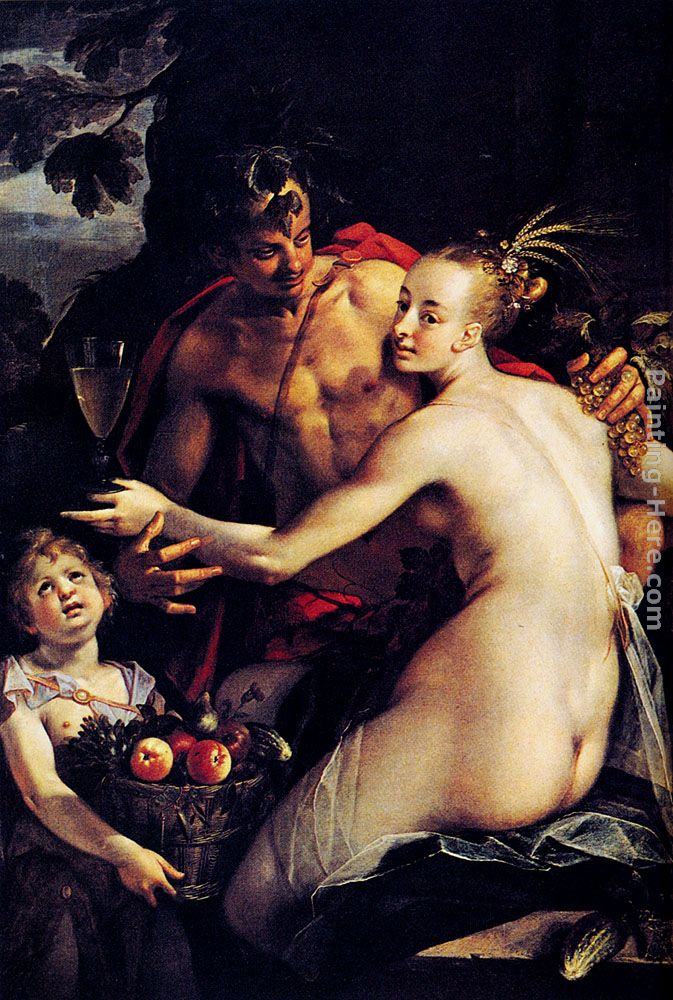 Hans von Aachen Bacchus, Ceres and Cupid
